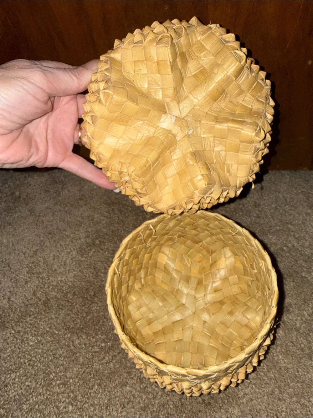 Hawaiian six point star Basket Natural Tan Decorative Basket